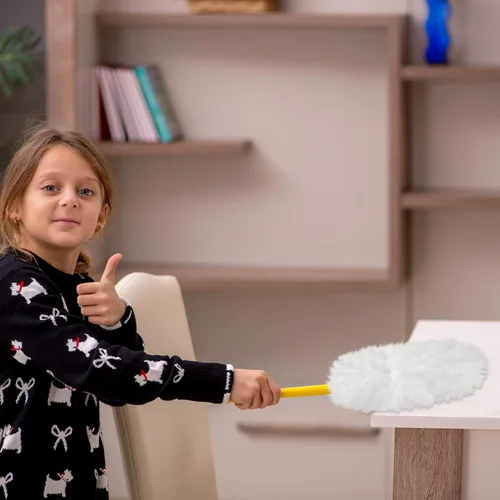 Miniatura 3 de Vesici 100 piezas de repuesto de plumero compatibles con Swiffer Dusters desechables a granel, repuesto grueso con 1 mango resistente para limpieza