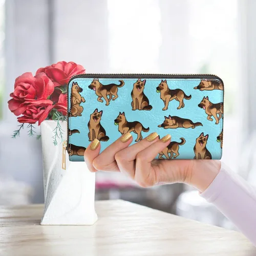 Miniatura 6 de WIRESTER Cartera de piel sintética con tarjetero y cremallera alrededor de la cartera larga para mujer