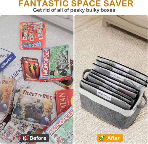 Miniatura 2 de El kit de almacenamiento para juegos de mesa incluye cesta de almacenamiento y 10 bolsas con cremallera, organizador de juegos de mesa con 1 paquete
