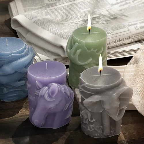 Miniatura 4 de Molde de fundición de resina, moldes de silicona para decoración del hogar, molde de animales 3D, molde para hacer velas (oso de columna animal)