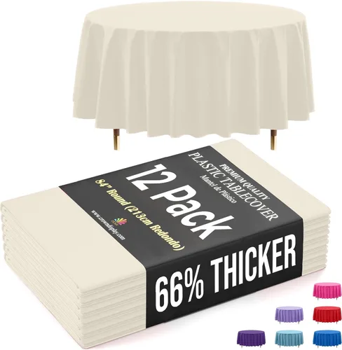 Miniatura 28 de Exquisite 66% Thicker Premium Aqua Round Tablecloth 0.5 Mil 6 Pack Plastic Table Cloth Disposable 84 Inch Round Plastic Tablecloth Won't Tear Easily