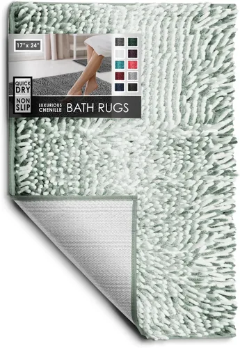 Miniatura 82 de Hearth & Harbor Alfombras de baño, tapete de baño de chenilla - Alfombras de baño lavables a máquina para baño con respaldo antideslizante de goma