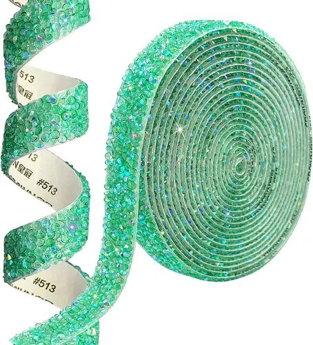 Miniatura 11 de Cinta autoadhesiva de resina negra con diamantes de imitación, 4 yardas, cinta de cristal brillante aplicable a bodas, cumpleaños, Navidad, fiestas