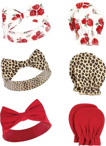 Miniatura 53 de Hudson Baby Conjunto de diadema de algodón y manoplas para rascar para bebé