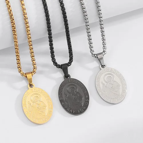 Miniatura 4 de Collar de San Miguel, San MiguelVirgen MaríaRafaelJudeCristóbalBenedictoJoséPatrickFranciscoFlorianThomasAnthony, acero inoxidable, 24