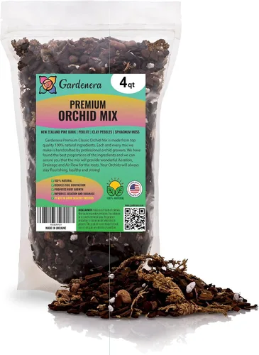 Mezcla de Tierra Orgánica Premium para Orquídeas por Gardenera - Mezcla de Tierra para Macetas de Musgo Sphagnum Clásico Mezclado a Mano - para