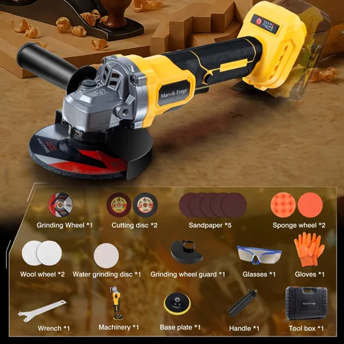 Miniatura 7 de Amoladora angular inalámbrica compatible con batería Dewalt de 20 V (sin batería), motor sin escobillas, 3 velocidades variables, interruptor