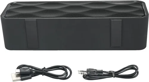 Miniatura 5 de Altavoz Bluetooth inalámbrico con ranura para tarjeta AUX/USB/TF, altavoz estéreo portátil para exteriores con audio HD, graves mejorados, Negro