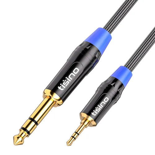 Tisino Cable estéreo de 1/8 a 1/4 de 3 pies, adaptador de 0.138 in a 1/4, cable auxiliar de audio estéreo para guitarra, piano de teclado, laptop,
