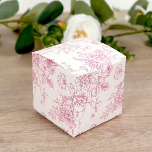 Miniatura 10 de Efavormart - Paquete de 25 cajas de regalo de fiesta con patrón de toile francés, lavanda mate y cajas de dulces blancos, papel de cartulina, 3 x 3