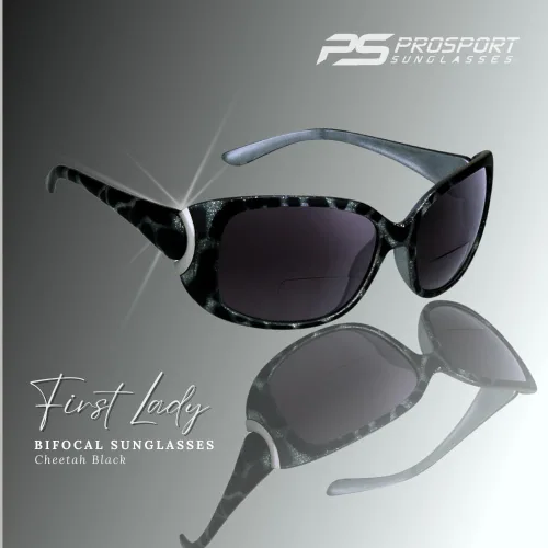 Miniatura 2 de proSPORT Lentes de sol bifocales para mujer, diseño moderno de guepardo, dorado, plateado, de gran tamaño, Jackie O, degradado, negro, tortuga
