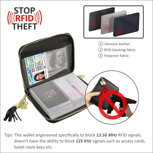 Miniatura 2 de Lacheln Tarjetero para mujeres y hombres RFID pequeñas carteras de tarjetas de crédito organizador de dinero Negro 40 ranuras Cartera RFID