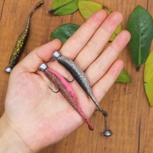 Miniatura 7 de Ned Rig - Ganchos de pesca con cabeza de jig, paquete de 50 cebos Ned Rig para pesca de lubina, ganchos de cabeza de plantilla para señuelos suaves