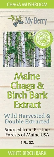 Miniatura 4 de My Berry Maine Chaga - Extracto líquido de corteza de hongo y abedul 2 onzas Cosechado silvestre y doble extracción Chaga cultivada en Estados