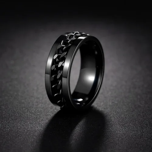 Miniatura 94 de Anillos giratorios para la ansiedad para hombre, anillos clásicos de cadena para mujeres y adultos, anillo de acero de titanio