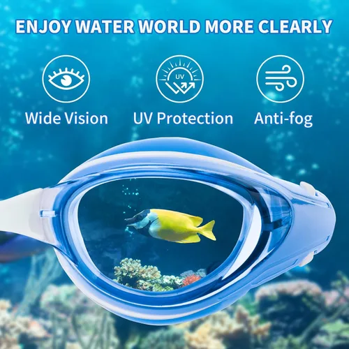 Miniatura 4 de WAVE Gafas de natación miope, gafas de natación miopes para adultos y jóvenes, marco de silicona cómodo con protección UV antivaho Azul Aqua