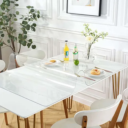 Miniatura 7 de YSUEFIJO Mantel de plástico de 16 x 24 pulgadas, protector de mesa transparente de 0.079 in de grosor, mantel 100% impermeable, mantel rectangular