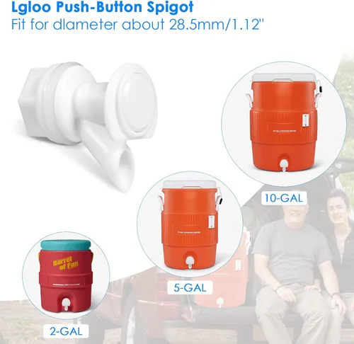 Miniatura 3 de 3 piezas de repuesto de grifo de agua con botón, reutilizable, compatible con enfriador de agua Igloo de 2, 3, 5 y 10 galones, sin BPA, grifo