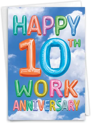 Miniatura 9 de NobleWorks Tarjeta de felicitación de 10º aniversario (compañero de trabajo) con sobre de 5 x 7 pulgadas para hombres, mujeres (1 tarjeta) 10 años