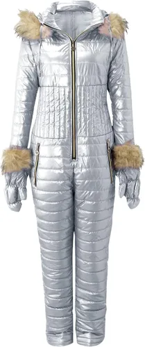 Miniatura 6 de JUNGE Traje de esquí para mujer, traje de invierno para deportes de nieve al aire libre, overol con capucha y cuello con capucha, ajuste delgado