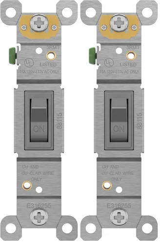 Miniatura 14 de ENERLITES Paquete de placas de pared con luz de palanca, interruptor eléctrico de un solo polo, 15 A 120-277 V, tornillo de puesta a tierra, grado