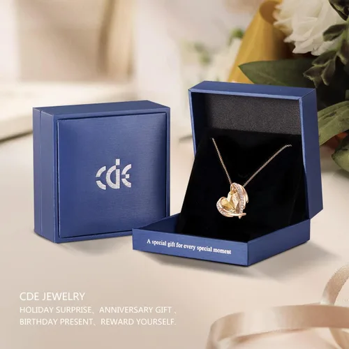 Miniatura 7 de CDE - Collares con colgante de corazón para mujer, tono de plata y oro rosa, piedra natal para Día de la Madre, San Valentín, cumpleaños