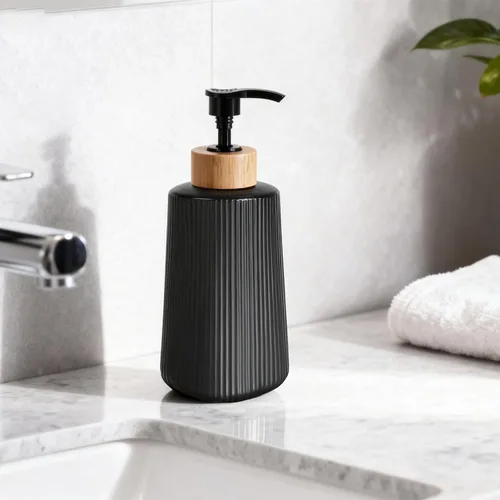 Miniatura 3 de Dispensador de jabón de vidrio negro, dispensador de jabón de manos de vidrio grueso para baño, botellas de líquido para lavar platos de cocina