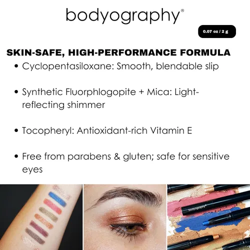 Miniatura 8 de Bodyography Shadow Stylist - Sombra de ojos crema de larga duración y barra iluminadora de ojos con tonos mate y brillantes, suave, mezclable