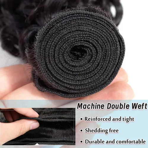 Miniatura 3 de lianlian Extensiones de cabello humano brasileño de onda profunda de 14 pulgadas, 100% sin procesar, virgen, cabello humano rizado profundo