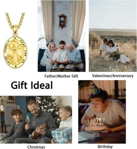Miniatura 481 de Collar de plata de ley 925 con medalla de San Patrón, colgante de protección católica, amuleto, joyería religiosa para hombres y mujeres