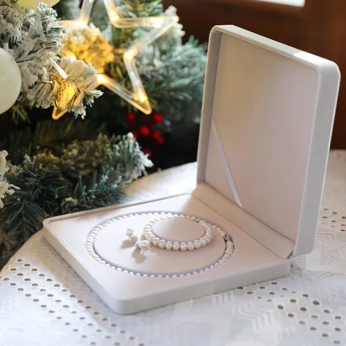 Miniatura 4 de AOOVOO Genuine Freshwater Cultured Pearl Necklace and Earring Set Wedding Pearl Jewelry Sets for Bride Bridesmaid Women Girls in AAA Quality Mothers