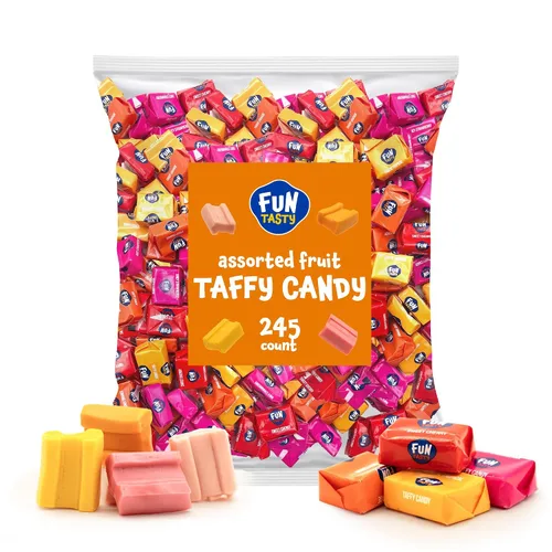 Miniatura 3 de Taffy Candy Bolsa de 2.2 libras – Aproximadamente 245 unidades Caramelos masticables de frutas envueltos individualmente Dulces masticables
