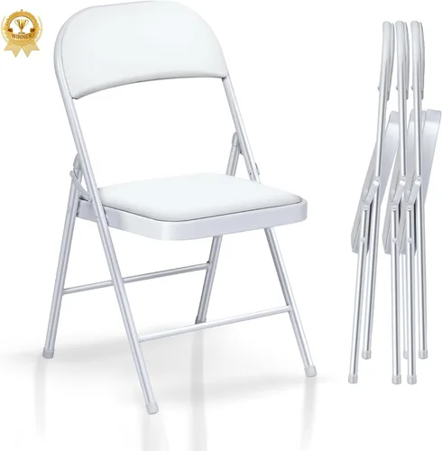 Miniatura 14 de Paquete de 6 sillas plegables, sillas plegables acolchadas con marco de metal, silla plegable negra para oficina, fiestas, reuniones, eventos al