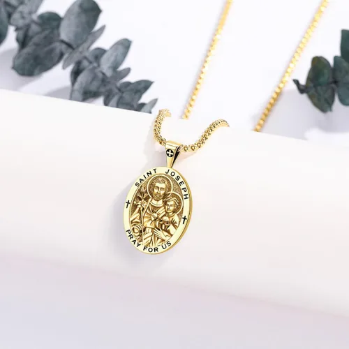 Miniatura 198 de Eusense Saint Necklace Sterling Silver 925 Protection Jewelry for Men Women Patron St Medals Amulet Pendant