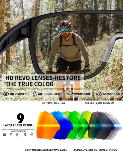 Miniatura 3 de Gafas de sol deportivas polarizadas para hombres y mujeres, jóvenes, béisbol, correr, ciclismo, conducción, pesca, tenis, golf, motor TAC UV400 TR90