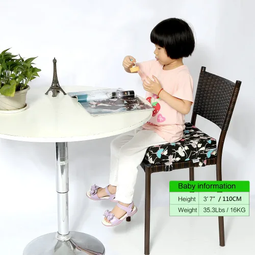 Miniatura 6 de Zicac Cojín de asiento elevador portátil para silla alta para viajes, comedor, almohadilla de asiento para niños pequeños, bebés, bebés, Negro
