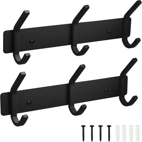 Miniatura 11 de VAEHOLD Ganchos de Pared para Abrigos Montados en Pared, Perchero con 6 Ganchos Dobles para Colgar Toalla Sombrero Abrigo Bata Bolsa Llave para Baño