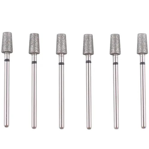 Miniatura 7 de Juego de brocas de cutícula de barril cónico con funda, 6 brocas de diamante profesional para preparación de uñas, herramienta eléctrica de uñas