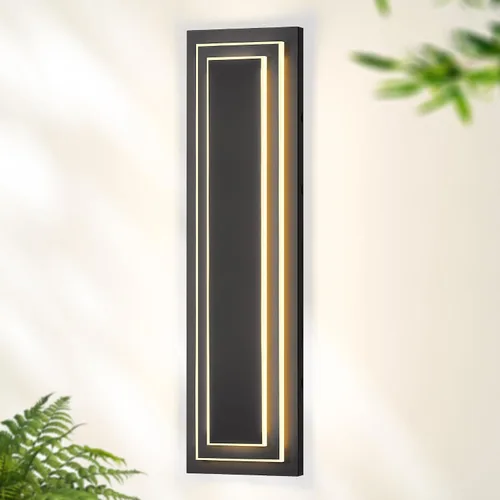 Miniatura 23 de Lámparas de porche delantero de 2 niveles, moderno aplique de pared negro para exteriores, luces exteriores LED impermeables de 15.7 pulgadas, luces