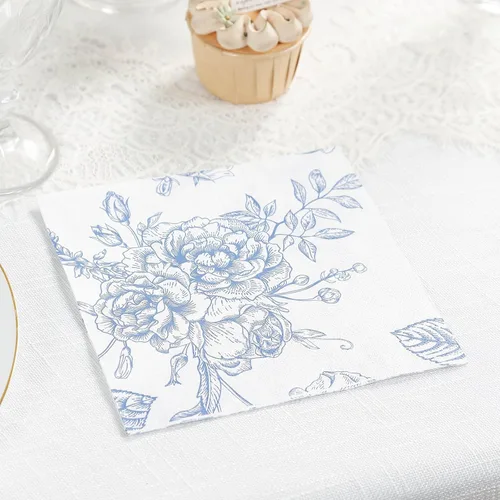 Miniatura 13 de Efavormart - Paquete de 20 servilletas de papel con estampado floral blanco y verde salvia, altamente absorbentes, suaves, de 2 capas, desechables
