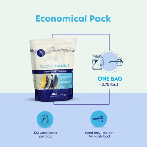 Miniatura 7 de Detergente en polvo para lavavajillas con fosfato. ¡El mejor detergente para lavavajillas para platos impecables en agua dura! Todo en uno