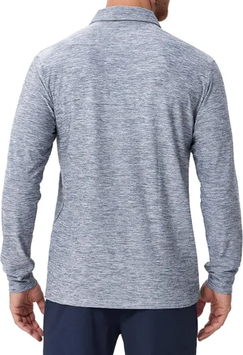 Miniatura 30 de NAVISKIN Camisas polo de manga larga para hombre, camisas de golf con cuello UPF 50 SPF para hombre, secado rápido, absorbe la humedad