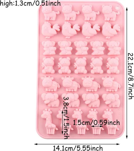 Miniatura 5 de Molde de goma animal de silicona para dulces, pollo, tigre, koala, panda, vaca, elefante, jirafa, gomosa