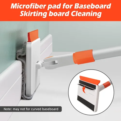 Miniatura 3 de Qaestfy Paquete de 2 almohadillas de microfibra compatibles con QAE011 Herramienta de limpieza de pared y zócalo con mango largo modelo QAE014