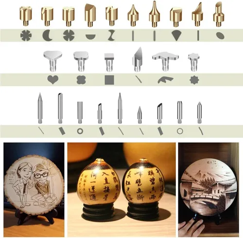 Miniatura 4 de Kit de combustión de madera, bolígrafo de pirografía con temperatura ajustable para tallado de cuero de madera, soldadura en relieve con 27 puntos