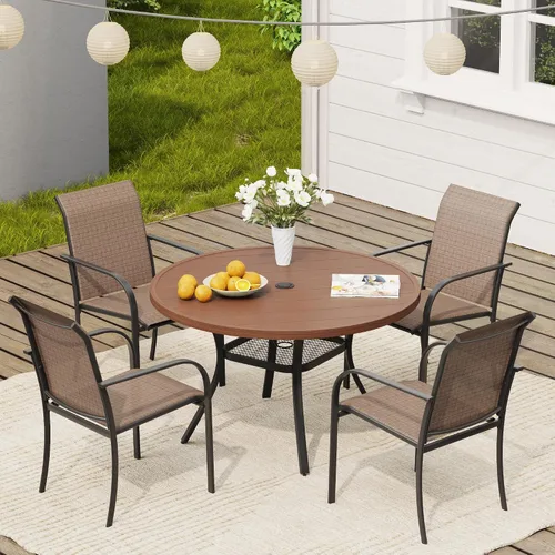 Miniatura 43 de VICLLAX Juego de 2 sillas de patio pequeñas para exteriores, juego de sillas apilables para patio y mesa de comedor cuadrada para porche delantero