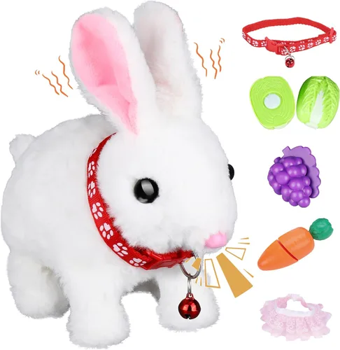 Miniatura 8 de Jimate Lindo Conejo Saltarín de Peluche para Niños, Conejito de Peluche Interactivo con Saltos, Orejas que se Mueven, y Sonidos, Juguete de Conejo