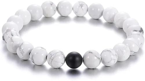 Miniatura 3 de ZC LI JEWELRY Pulsera de piedra natural con cuentas de ágata negra mate para él y ella