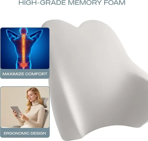Miniatura 9 de Skechers Almohada lumbar de espuma viscoelástica y refrigerada por aire, almohada de soporte lumbar para oficina, almohada lumbar para silla