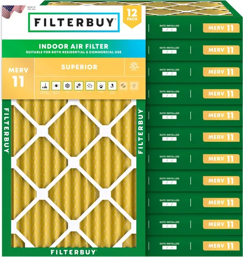 Miniatura 14 de Filterbuy Filtro de aire MERV 11 de 14 x 24 x 1 superior, defensa de mascotas y alergias (paquete de 12), filtros electrostáticos plisados